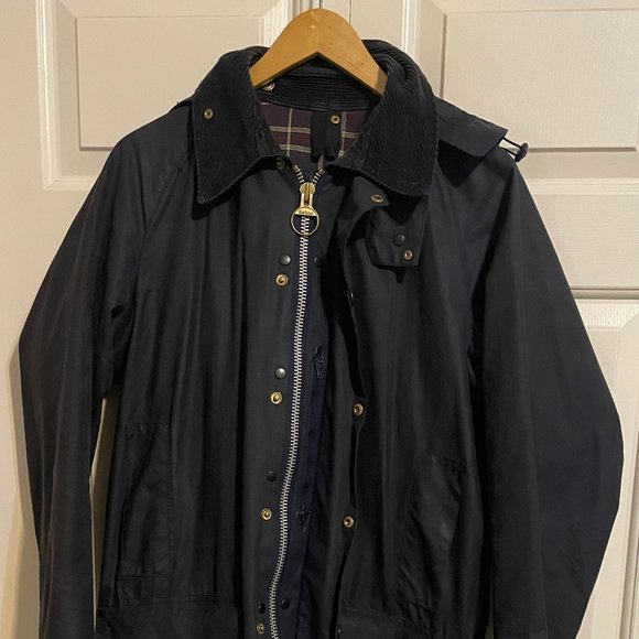 $700 Made in England Barbour Beaufort Navy Jacket w/ Hood - 38- Medium - Picture 1 of 12